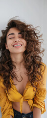 Wall Mural - young indian woman with curly hair