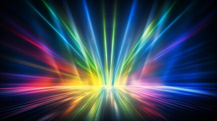 Poster - Vivid concert stage illuminated by an array of dynamic multi colored light beams