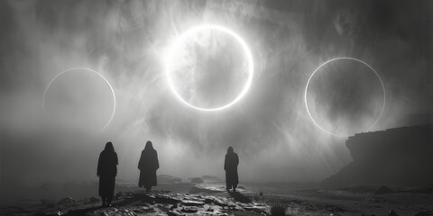 Wall Mural - dark halos of scarfolk desert.