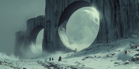 Wall Mural - dark halos of scarfolk desert.