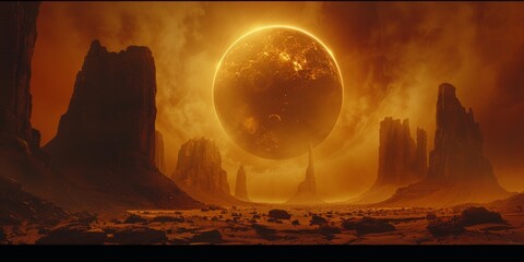 Wall Mural - dark halos of scarfolk desert.