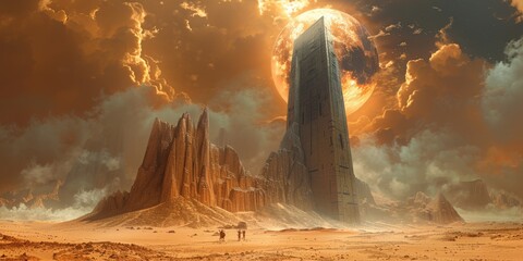 Wall Mural - dark halos of scarfolk desert.