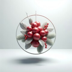 3d render of christmas berries design, minimalist