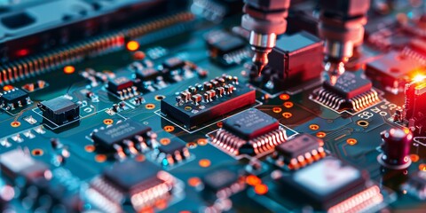 Poster - Electronics factory testing and packaging consumer electronics