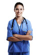 © STEEXBuyout/peopleimages.com - Woman, nurse and happiness in studio for health care on white background, help and satisfied with career. Female person, confident and smile in portrait as medical professional or expert with pride
