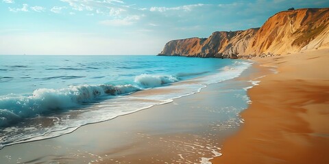 Canvas Print - Coastal Cliffs and Waves Illustration