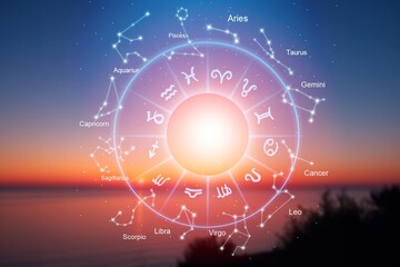 Wall Mural - concept of astrology horoscope zodiac sign wheel
