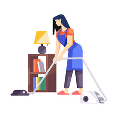 Wall Mural - A flat character illustration of vacuum cleaning  

