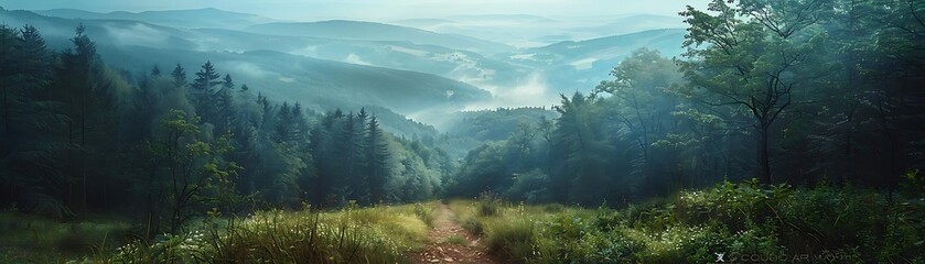 Canvas Print - Misty Mountain Path Illustration