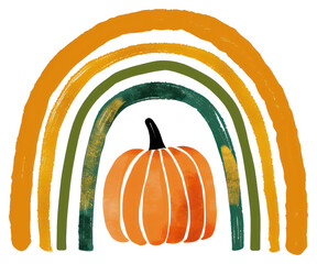 Sticker - PNG Autumn rainbow pumpkin illustration