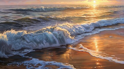 Canvas Print - Ocean Waves at Sunset