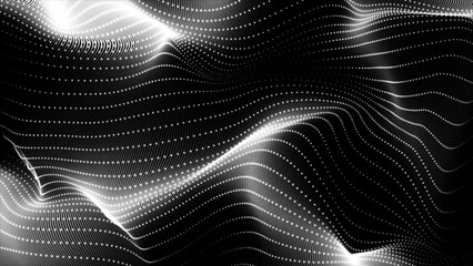 Poster - Abstract motion digital white dots wave futuristic technology background. Abstract dots background with seamless loop