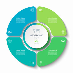 Wall Mural - infographic circular vector template with 4 options, parts. 4-step cycle diagram for business infogr