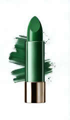 Wall Mural - Green lipstick cosmetics beauty concept illustration on neutral background