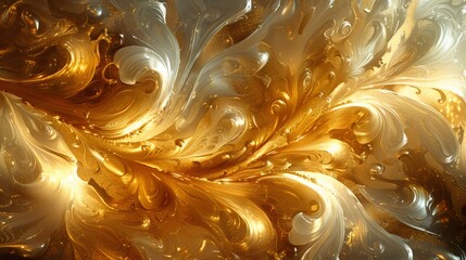 Poster - Abstract Gold Swirls luxury gold background. intricate swirling patterns and shimmering textures. The intricate patterns evoke a sense rich and elegant.
