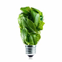 Eco-Friendly Light Bulb Made of Green Leaves. Generative ai