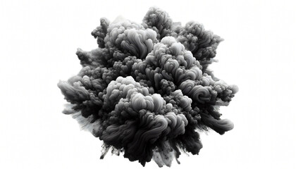 Sticker - black smoke cloud isolated, on white background