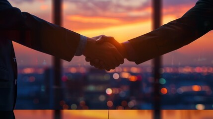 Poster - Business Handshake at Sunset