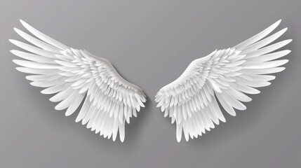 Canvas Print - White Angel Wings on Gray Background