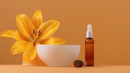 Sticker - Lily Flower with Serum Bottle and Bowl