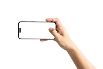 Sticker - A hand holding a cell phone with a white background