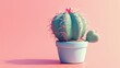 © samrit - An adorable cactus with heart-shaped spines in a pastel-colored pot