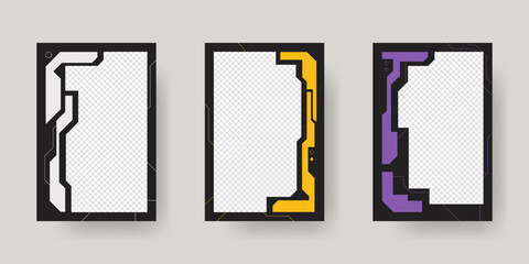 Poster - Abstract sci-fi frame. Hud interface design style. Digital futuristic frame element. Cyberpunk style. Design for banner, card, player card game, background.