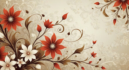 Wall Mural - floral background with flowers