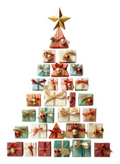 Canvas Print - PNG Gift boxes arranged christmas shape tree.