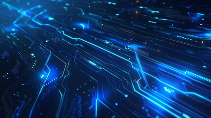 Poster - The dark background with blue glowing circuits symbolizes a futuristic concept of advanced technology