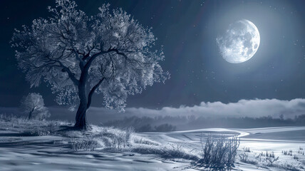 Wall Mural - Silver moon scene