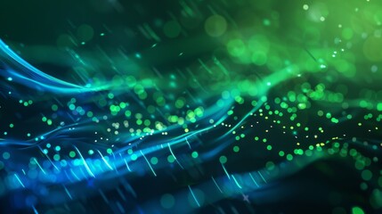 Poster - A mesmerizing visual effect is generated by dynamic abstract waveforms and vibrant glowing particles