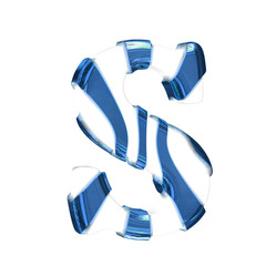 Wall Mural - White symbol with blue thick straps. letter s