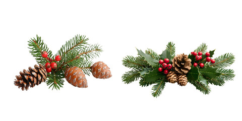 Wall Mural - christmas tree branches and cones