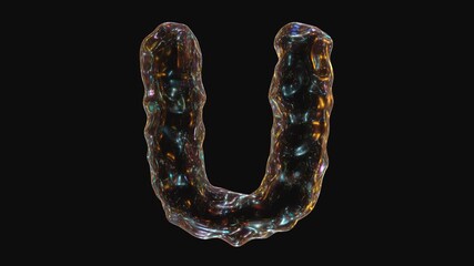 Poster - Alphabet letter u animation isolated on black background