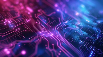 Poster - Abstract circuit board design with LED lights, symbolizing innovative technology and digital patterns