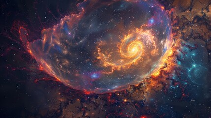 Poster - A beautiful fractal representation of a galaxy showcases swirling colors and intricate patterns, capturing the essence of the universe