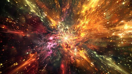 Poster - A dynamic fractal explosion radiates with vibrant colors and intricate shapes, creating an engaging visual experience that captivates the viewer