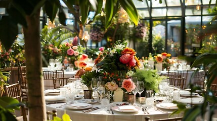 Amazing plants for two tables at a small married celebration