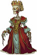 © TheosArtTavern - A skeleton woman in a red dress with a crown on her head