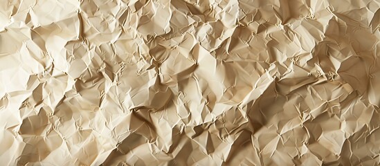 Wall Mural - Vintage texture of pale brown crumpled paper and blank cream recycled kraft paper with room for text in the image. Copy space image. Place for adding text and design