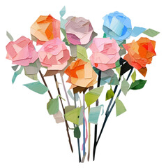 Sticker - PNG Rose bouquet painting flower plant.