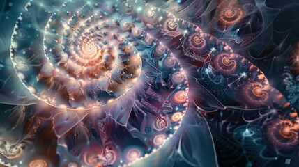 Poster - A captivating fractal pattern unfolds with swirling shapes and vibrant colors, showcasing intricate designs and layers that evoke a sense of movement and depth