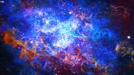 the concept of supernova star birth. big bang. space flight. colorful nebula and stars