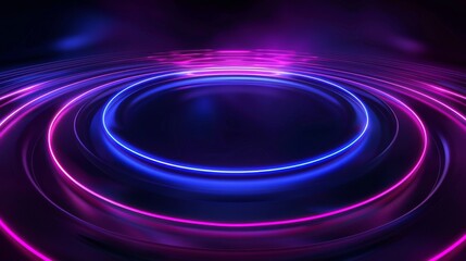 Poster - A visually striking neon abstract background, featuring lively electric circles in vibrant shades of purple and blue