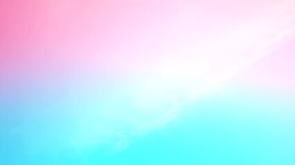 Soft pink and blue gradient background with white clouds.