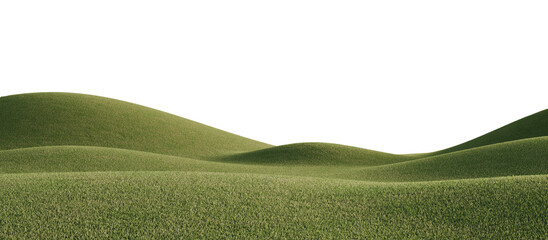 Sticker - Hills with grass on a transparent background. 3D rendering.	
