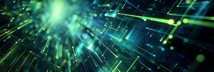Poster - Digital data streams in green symbolize technology, innovation, and connectivity, reflecting a futuristic concept