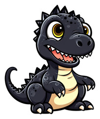 Poster - PNG Black dinosaur cartoon animal representation.