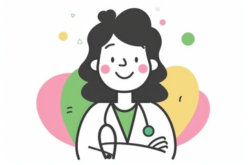 Poster - happy female doctor cartoon medical illustration